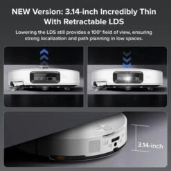 Roborock Saros 10 Robot Vacuum Mop, 3.14" Ultra-Thin Design, Auto Mop Detachment, 0% Hair Tangling, 22,000 Pa Suction Multi-Function Dock