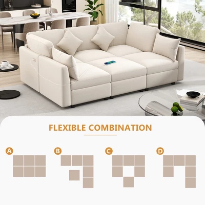 U-Shaped Sectional Sofa Couch, L-Shaped Sofa With A Movable Ottoman And Two USB Ports For Living Room - ModernLuxe 3 U-Shaped Sectional Sofa Couch, L-Shaped Sofa With A Movable Ottoman And Two USB Ports For Living Room - ModernLuxe - Image 3