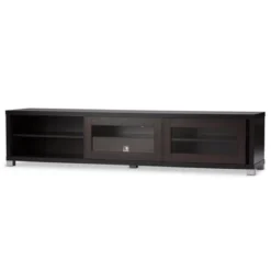 Beasley Cabinet With 2 Sliding Doors And Drawer TV Stand For TVs Up To 70" Dark Brown - Baxton Studio