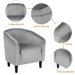 Yaheetech Velvet Club Accent Arm Chair Upholstered Barrel Chair -Baxton Studio Shop GUEST c99e2a63 78a8 4cc6 a969 58f8de8de294