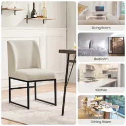 Yaheetech Set Of 2 Modern Dining Chairs Upholstered Armless Chair, Beige -Baxton Studio Shop GUEST c9c7bdb7 8a58 4cc2 bf56 a704d6b553f3