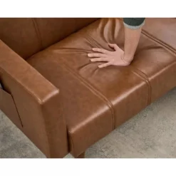 75" Futon Sofa Bed, Mid-Century Modern Futon Couch, Convertible Sleeper Sofa With Adjustable Backrest, PU Leather Sofa Couch For Living Room, Brown 13 75" Futon Sofa Bed, Mid-Century Modern Futon Couch, Convertible Sleeper Sofa With Adjustable Backrest, PU Leather Sofa Couch For Living Room, Brown -Baxton Studio Shop GUEST c9d66857 7390 4a24 a2c0 d10f01ee18fb