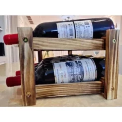 Itopfox 8-Bottle Wine Rack - Premium Carbonized Pine Wood, Two-Tier Countertop Design For Kitchen, Dining Room Or Bar -Baxton Studio Shop GUEST ca52c953 2f38 4740 a030 6d31533d2fb4