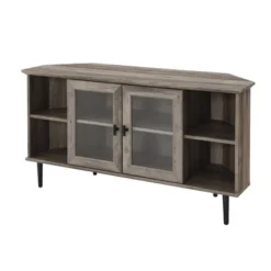 Modern Glass Door Corner TV Stand For TVs Up To 55" - Saracina Home -Baxton Studio Shop GUEST ca5f4244 6c1c 4685 9a43 3999677febf4