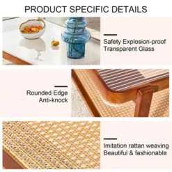 Modern Rattan Coffee Table,Rectangular Center Table With Tempered Glass Tabletop,2 Tier Wood Tea Table For Living Room Office Bedroom 13 Modern Rattan Coffee Table,Rectangular Center Table With Tempered Glass Tabletop,2 Tier Wood Tea Table For Living Room Office Bedroom -Baxton Studio Shop GUEST ca993478 e6ff 45b9 9748 f814d6379458