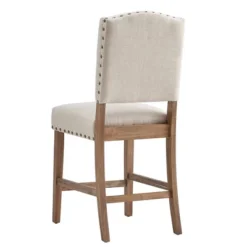 Set Of 2 24" Iverson Nailhead Trim Linen Counter Height Barstools - Inspire Q -Baxton Studio Shop GUEST caa7cc0e 9b1e 4bf6 ac68 0655f54a8adc