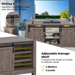 Costway TV Stand Sliding Barn Door Entertainment Center For TV's Up To 55'' With Storage -Baxton Studio Shop GUEST caba3712 2717 4947 b13a 13f97a1ce07c