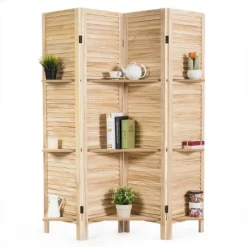 Costway 4 Panel Folding Room Divider Screen W/3 Display Shelves 5.6 Ft Tall WhiteNatural 21 Costway 4 Panel Folding Room Divider Screen W/3 Display Shelves 5.6 Ft Tall WhiteNatural -Baxton Studio Shop GUEST cabc7393 a0f3 4a04 957a 84ac65a6af80