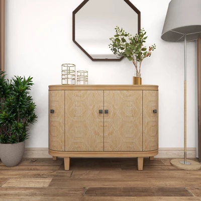 Traditional Carved Wood Curved Cabinet Brown - Olivia & May 20 Traditional Carved Wood Curved Cabinet Brown - Olivia & May - Image 20