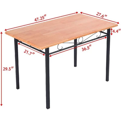 Costway 47'' Dining Table Modern Rectangular Kitchen With Spacious Tabletop & Steel Legs 2 Costway 47'' Dining Table Modern Rectangular Kitchen With Spacious Tabletop & Steel Legs - Image 2