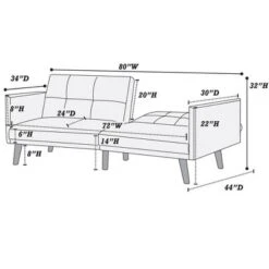 DOMETOUR Transitional Look Living Room Sofa Couch Convertible Bed Blue Grey Polyfiber 1pc Tufted Sofa Cushion Wooden Legs -Baxton Studio Shop GUEST cafa8982 1ba2 4b57 aff0 d2dae4549eff