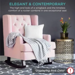 Best Choice Products Rocking Accent Chair, Tufted Upholstered Wingback For Home, Nursery W/ Wood Frame -Baxton Studio Shop GUEST cb13ed8f f1d9 40c5 89a5 5a2055c920dc
