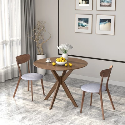 Costway 3 PCS Dining Table Set Modern Round Kitchen Table And Chairs Set For Dining Room 1 Costway 3 PCS Dining Table Set Modern Round Kitchen Table And Chairs Set For Dining Room