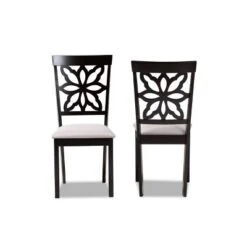 2pc Samwell Fabric Upholstered And Wood Dining Chairs Gray/Dark Brown - Baxton Studio