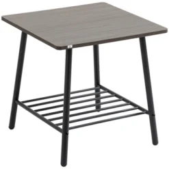 HOMCOM Side Table With 2-Tier Storage, End Table With Metal Frame For Living Room 7 HOMCOM Side Table With 2-Tier Storage, End Table With Metal Frame For Living Room -Baxton Studio Shop GUEST cb4e570e 665e 4659 b252 f045d4046947