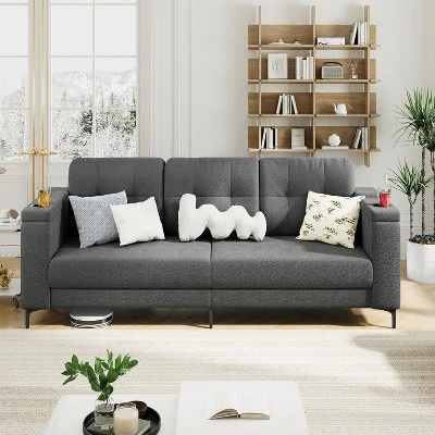 83.5" 3 Seater Sofa Couch With Storage Armrests For Living Room, Comfy Sofa Couch With Wide Seat 7 83.5" 3 Seater Sofa Couch With Storage Armrests For Living Room, Comfy Sofa Couch With Wide Seat - Image 7