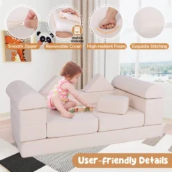 Infans Kids Modular Play Couch Play Set W/ Suede Fabric Cover High-Density Foam -Baxton Studio Shop GUEST cb605d4d ca4e 496b a44d c30a20349c48