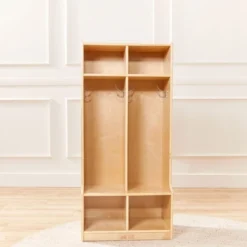 ECR4Kids 2-Section Coat Locker With Bench, Classroom Furniture, Natural 15 ECR4Kids 2-Section Coat Locker With Bench, Classroom Furniture, Natural -Baxton Studio Shop GUEST cb96c2e1 665a 4c1e af34 2c3de8cd9885