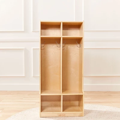 ECR4Kids 2-Section Coat Locker With Bench, Classroom Furniture, Natural 7 ECR4Kids 2-Section Coat Locker With Bench, Classroom Furniture, Natural - Image 7