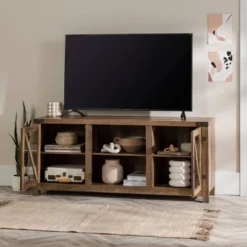 Clarabelle Transitional Glass Barn Door TV Stand For TVs Up To 65" - Saracina Home -Baxton Studio Shop GUEST cbe410ed b33d 484d a495 b8350c009984