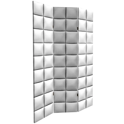 6" Double Sided Glam Leather Print Canvas Room Divider Black - Oriental Furniture 4 6" Double Sided Glam Leather Print Canvas Room Divider Black - Oriental Furniture - Image 4