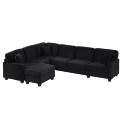 Upholstered Sectional Sofa L-shaped Sofa With Movable Ottoman & Side Storage Pockets - ModernLuxe 23 Upholstered Sectional Sofa L-shaped Sofa With Movable Ottoman & Side Storage Pockets - ModernLuxe -Baxton Studio Shop GUEST cc5d1a8e 33d8 4a3f b366 db617e8d779b