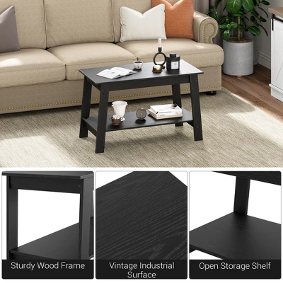 31.49” Rustic Coffee Table - 2-Tier Modern Farmhouse Side Table For Living Room, Home, Office & Outdoor 3 31.49” Rustic Coffee Table - 2-Tier Modern Farmhouse Side Table For Living Room, Home, Office & Outdoor - Image 3