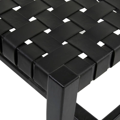 Modern Leather Woven Bench Black - Olivia & May 2 Modern Leather Woven Bench Black - Olivia & May - Image 2