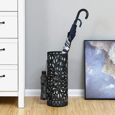 SONGMICS Umbrella Stand, Umbrella Holder, Steel Round Umbrella Rack Organizer Freestanding, For Canes Walking Sticks, Black 3 SONGMICS Umbrella Stand, Umbrella Holder, Steel Round Umbrella Rack Organizer Freestanding, For Canes Walking Sticks, Black - Image 3