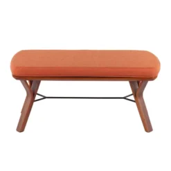 42" Folia Bench Polyester/Wood Walnut/Orange - LumiSource -Baxton Studio Shop GUEST ccbcabdd 3cec 43a1 88df bf12ed968b77