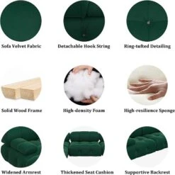 WJShome 138" Modular Sectional Sofa, U-Shaped Minimalist Velvet Sofas Couches With Chaise Ottomans,Blue 12 WJShome 138" Modular Sectional Sofa, U-Shaped Minimalist Velvet Sofas Couches With Chaise Ottomans,Blue -Baxton Studio Shop GUEST ccddc563 1962 4dff 9587 213aee3a178f