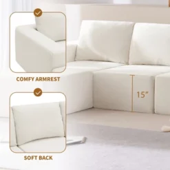 110"W Modular U-Shaped Sectional Sofa, Luxury Chenille Upholstered Foam-Filled Floor Couch Set - ModernLuxe -Baxton Studio Shop GUEST cce44368 3d0e 4749 8fe3 a09bbd8fd0e4