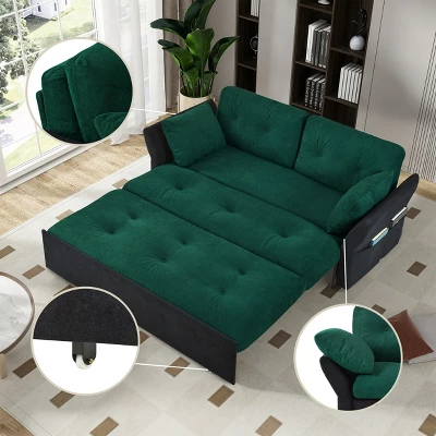 74.01" Chenille Convertible Pull Out Loveseat Sofa Bed With Thicked Cushions And Side Storage, Queen Size Sofa Bed 5 74.01" Chenille Convertible Pull Out Loveseat Sofa Bed With Thicked Cushions And Side Storage, Queen Size Sofa Bed - Image 5