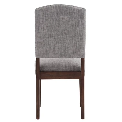 Set Of 2 Iverson Nailhead Trim Brown Finish Linen Side Chairs - Inspire Q 4 Set Of 2 Iverson Nailhead Trim Brown Finish Linen Side Chairs - Inspire Q - Image 4