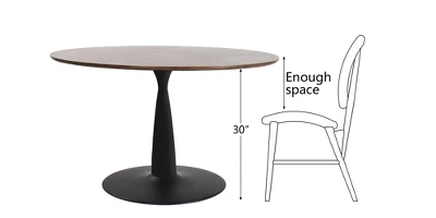 40'' Harold Foil Round Top Black Base Round Pedestal Dining Table -The Pop Maison 6 40'' Harold Foil Round Top Black Base Round Pedestal Dining Table -The Pop Maison - Image 6