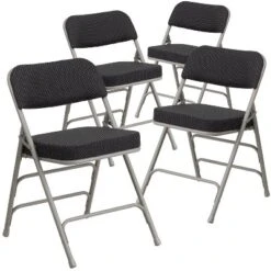 Emma And Oliver 4 Pack Premium Curved Triple Braced & Hinged Fabric Upholstered Metal Folding Chair -Baxton Studio Shop GUEST cd8eead4 01a2 40d2 a260 2d076820e110