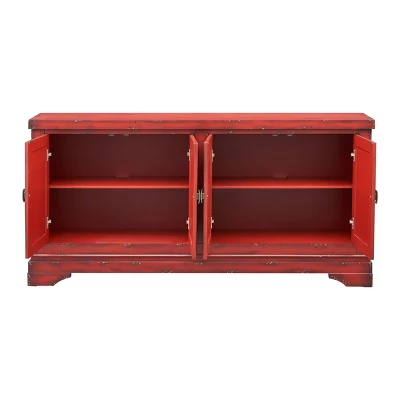 Joseph 4 Door Storage Credenza/Sideboard Burnished Red - Treasure Trove 2 Joseph 4 Door Storage Credenza/Sideboard Burnished Red - Treasure Trove - Image 2