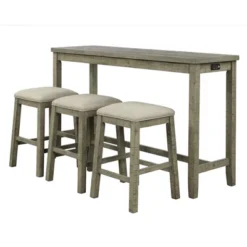 Rustic 4-Pieces Counter Height Dining Set With Fabric Padded Stools And Socket-ModernLuxe -Baxton Studio Shop GUEST ce1a6f2f 9409 4b6b 87db c26ad7c60866