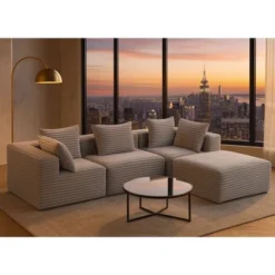 CAVINAS Comfy Corduroy Sofa With 4 Seaters,Magic Cube Sofa With Modular Configuration,U Shape Sectional Sofa For Living Room Furniture -Baxton Studio Shop GUEST ce2632b5 17b3 42ed 8e01 40355228adc3