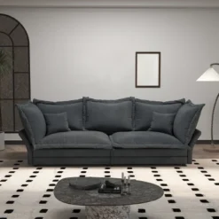 90.55" Modern Sofa Couch, Comfy Upholstered Deep Seat Sofa With Pillows, Convertible Loveseat For Living Room Bedroom Apartment Office -Baxton Studio Shop GUEST ce4cbca2 70bb 47c0 bdfd aac2a031b7f0