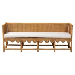 Bali & Pari Seranay Scallop Rattan Long Dining Bench Light Honey -Baxton Studio Shop GUEST ce7bcbd2 e4f7 43f8 9404 697f4e9656c6