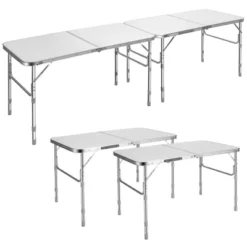 Costway 2PCS Folding Tables 8FT Height Adjustable Aluminum Picnic Table W/ Carrying Handle -Baxton Studio Shop GUEST ce805065 24f7 4f5e 9f3b 86e716431657