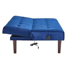 ModernLuxe Low Upholstered Sofa Bed Sleeper Sofa Recliner With Adjustable Backrest & Charging Port, Gray/Blue/Coffee/Pink -Baxton Studio Shop GUEST ceb5f6df 75eb 4809 aa83 dc80a885b10e