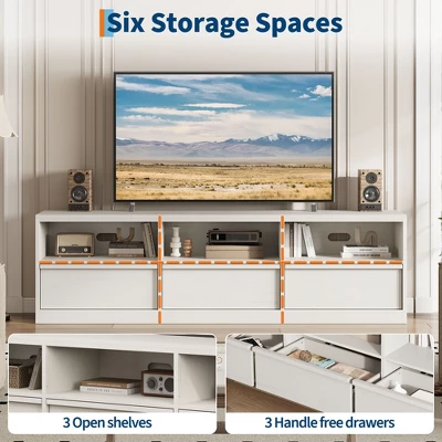 70 Inch TV Stand For 80" TVs, Mid Century Modern Entertainment Center With Storage Drawer & Open Shelves 7 70 Inch TV Stand For 80" TVs, Mid Century Modern Entertainment Center With Storage Drawer & Open Shelves - Image 7