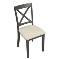 5-Piece Dining Set With Solid Wood Table And 4 Chairs, Gray - ModernLuxe -Baxton Studio Shop GUEST cf0a5dbd 617e 4310 9c19 718ae12711f3