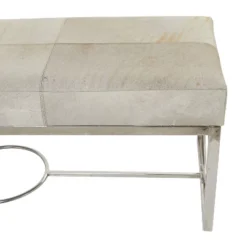 Contemporary Decorative Stainless Steel Cowhide Bench Silver - Olivia & May -Baxton Studio Shop GUEST cf1ed985 ba36 40df bb39 8f067a7394e7