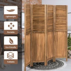 Costway 4 Panel Folding Privacy Room Divider Screen Home Furniture 5.6 Ft Tall Brown -Baxton Studio Shop GUEST cf69afd7 c281 4842 82a5 50e51cc882ee