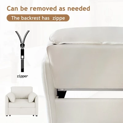 APRILSOUL White Convertible Pull Out Sofa Bed, 3-in-1 Convertible Sleeper Chair, Adjustable Backrest With Thicked Cushions 8 APRILSOUL White Convertible Pull Out Sofa Bed, 3-in-1 Convertible Sleeper Chair, Adjustable Backrest With Thicked Cushions - Image 8