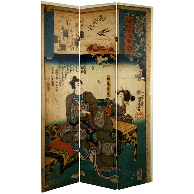 6' Tall Double Sided Japanese Figures Room Divider - Oriental Furniture 1 6' Tall Double Sided Japanese Figures Room Divider - Oriental Furniture