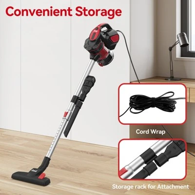 INSE I5 Corded Stick Vacuum Cleaner - 600W Powerful Motor, 18000Pa Suction With High-Efficiency Filters For Pet Hair & Hard Floor Cleaning Red 7 INSE I5 Corded Stick Vacuum Cleaner - 600W Powerful Motor, 18000Pa Suction With High-Efficiency Filters For Pet Hair & Hard Floor Cleaning Red - Image 7